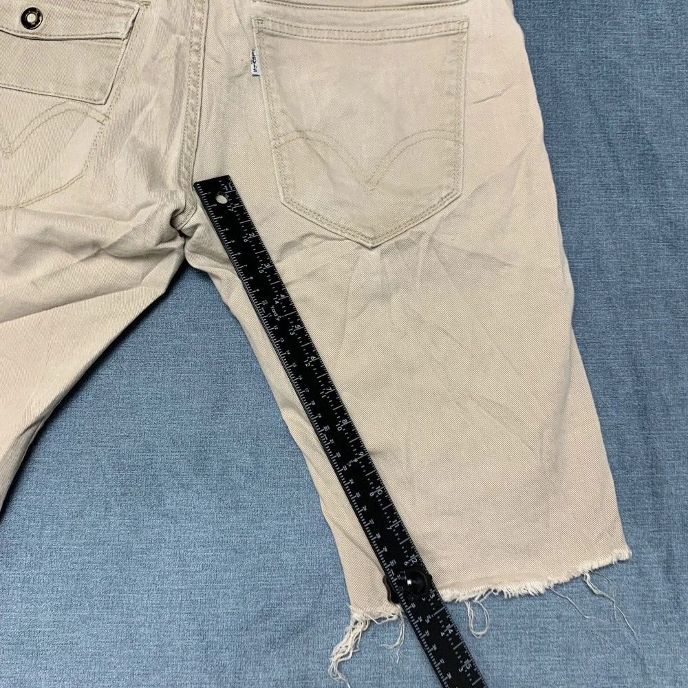 Levi's 511 Skinny Shorts Mens 31x30 Beige Denim Flat Front Frayed Hem Outdoor
